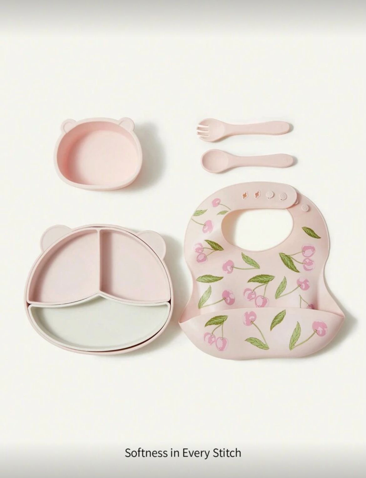 Kit completo de alimentação com tigelas de sucção, babador, garfo e colher