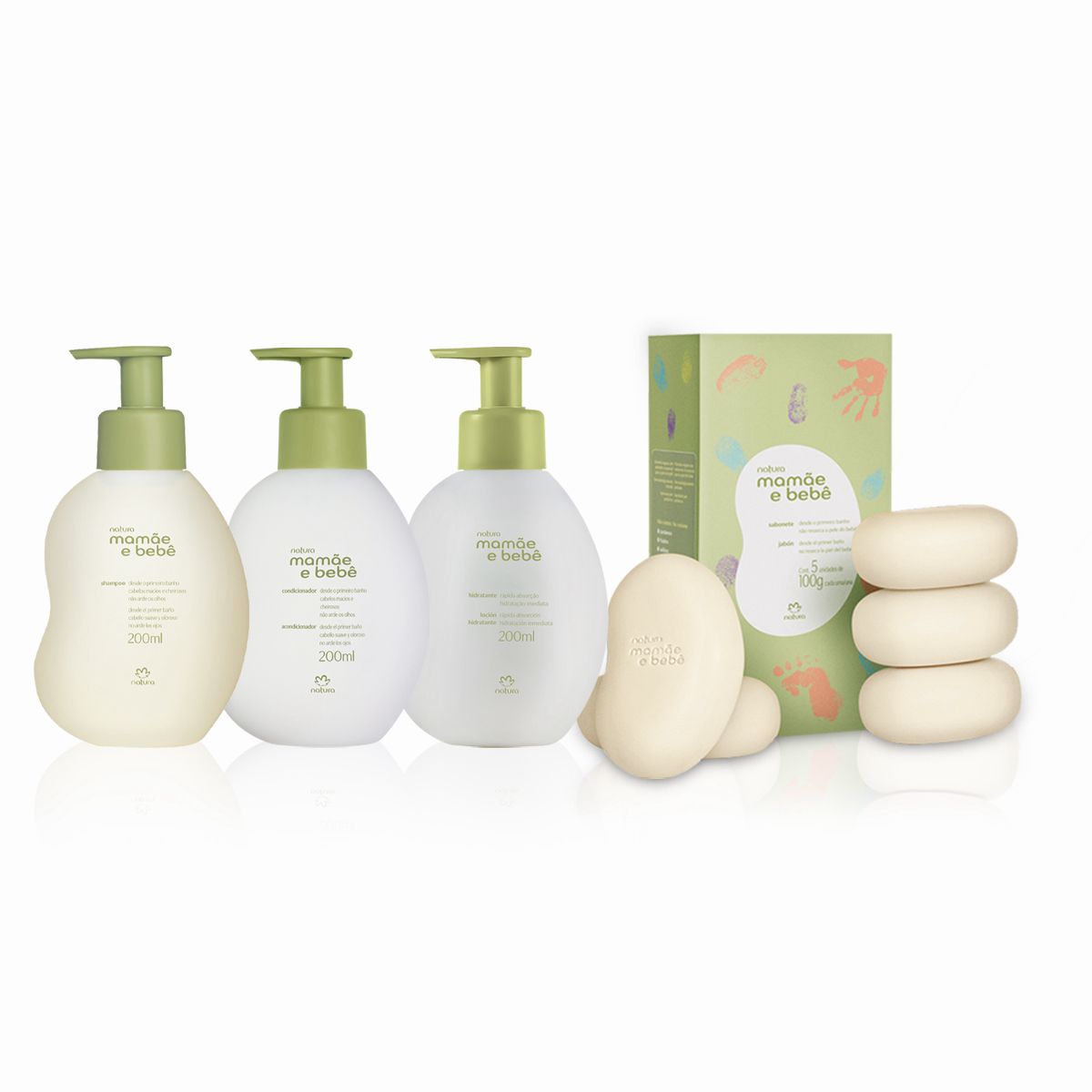 Kit Natura com shampoo, condicionador, sabonete em barra e hidratante para cuidado completo