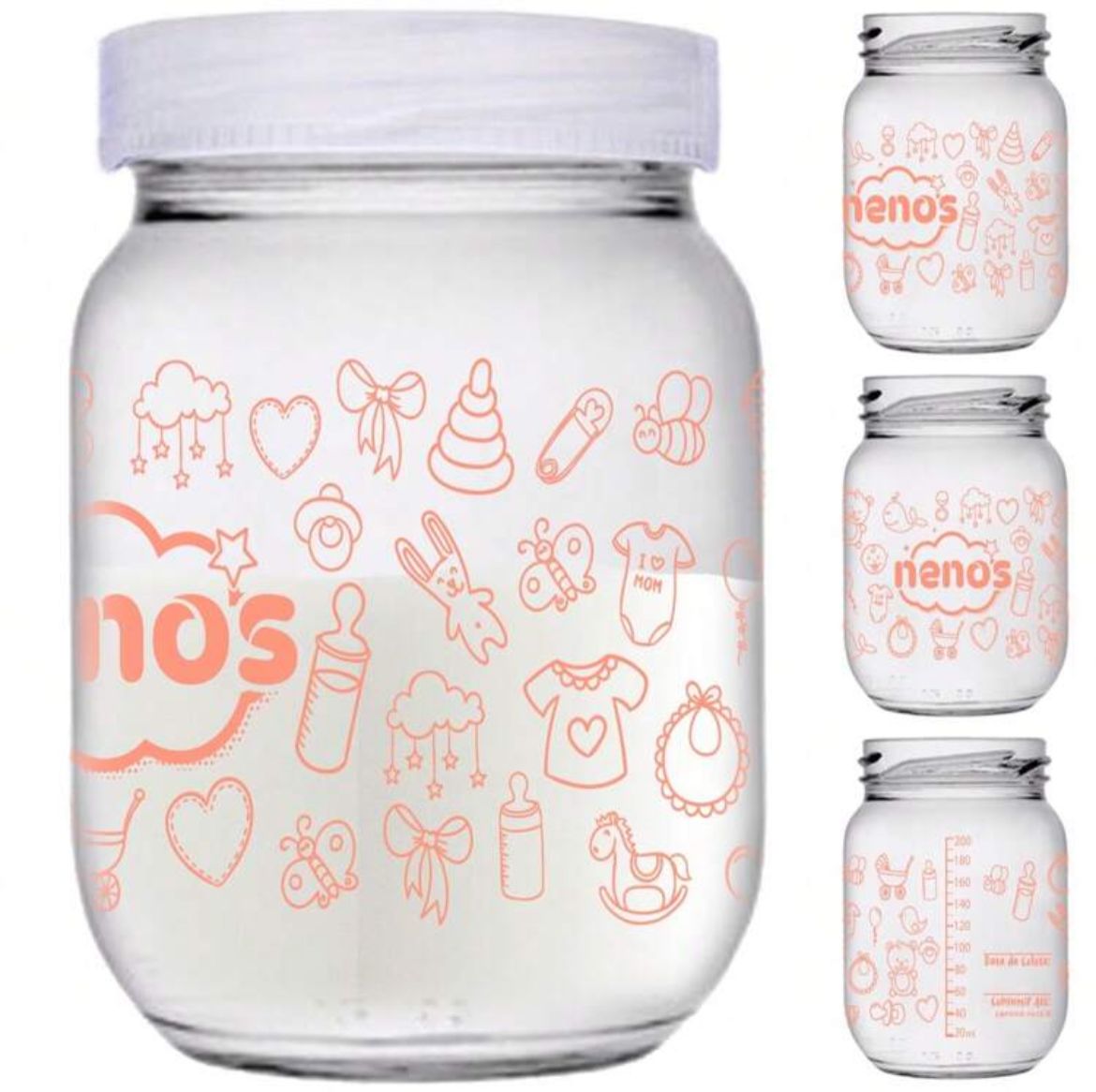 Potes de vidro seguros e práticos para armazenar leite materno e papinhas